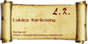 Lukács Karácsony névjegykártya